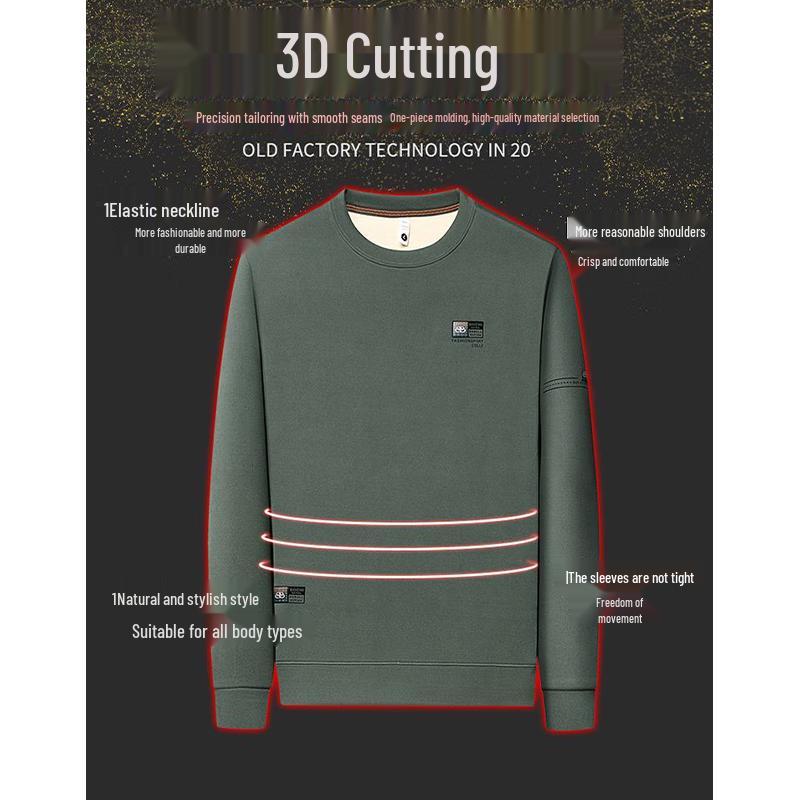 Luomeng Men's Fleece Lined Round Neck Sweatshirt