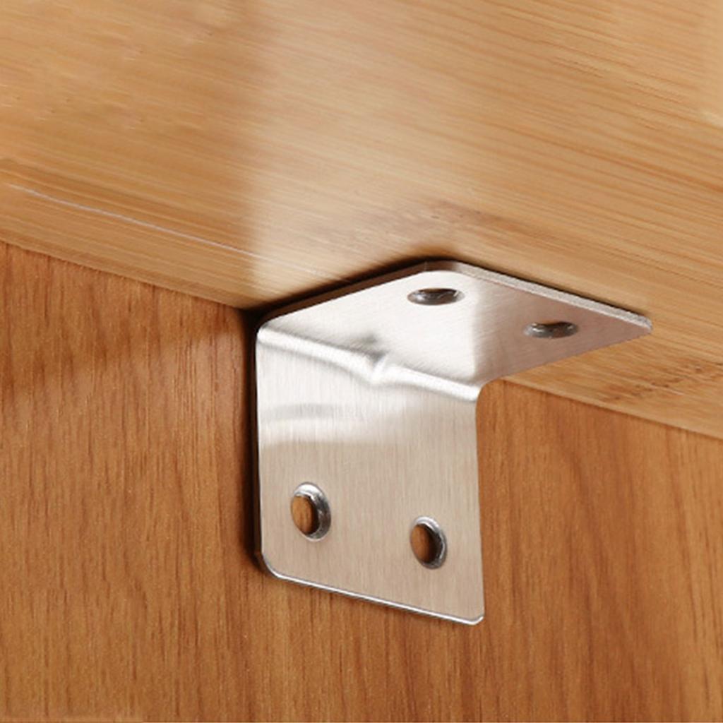 20pcs Stainless Steel L Bracket 90 Degree Right Angled Corner Brace for Wood Furniture Cabinet Shelves Chair Drawer