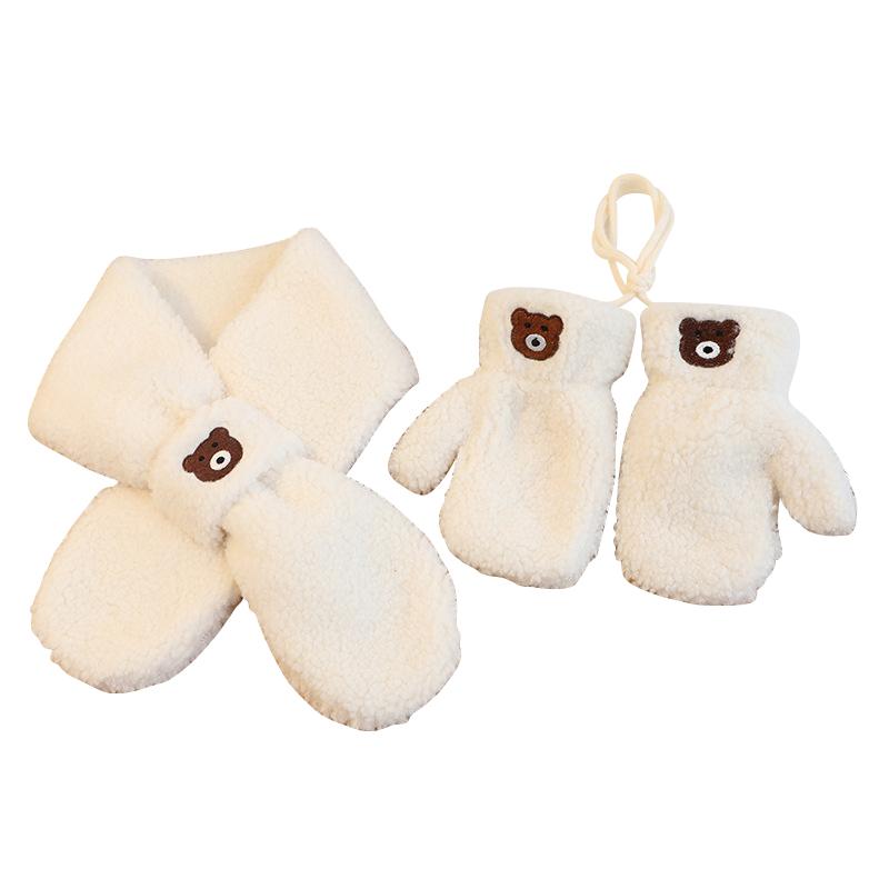 Baby Scarf Gloves Set Faux Lamb Wool Korean  Winter Warm Kids Neck Warmer Mittens Children Boys Girls Accessories 2-6Y