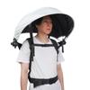 THANKO Heat Protection Outdoor Work Parasol Shading Foldable UV Protection White Black Backpack Parasol Men's Hands-Free (White)