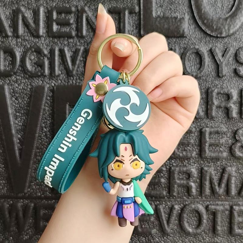 Genshin Xiao Impact Venti Qiqi Keqing Keychain Bag Pendant Cosplay Gift Xmas