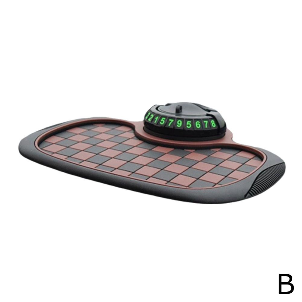 Car Dashboard Anti Slip Mat 360-Degree Rotation Dashboard Phone Holder With Hide Parking Number Plate Interior Accessories