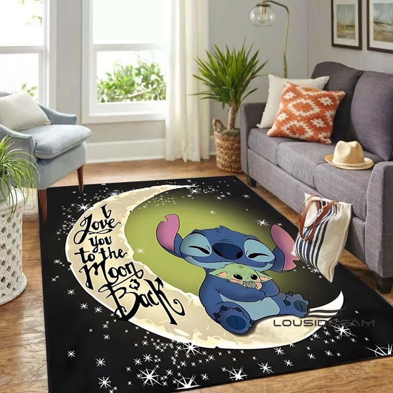 Personalized name-customized rug, "Stitch" print, suitable for living rooms, bedrooms, large-sized soft rug, home décor, sofa