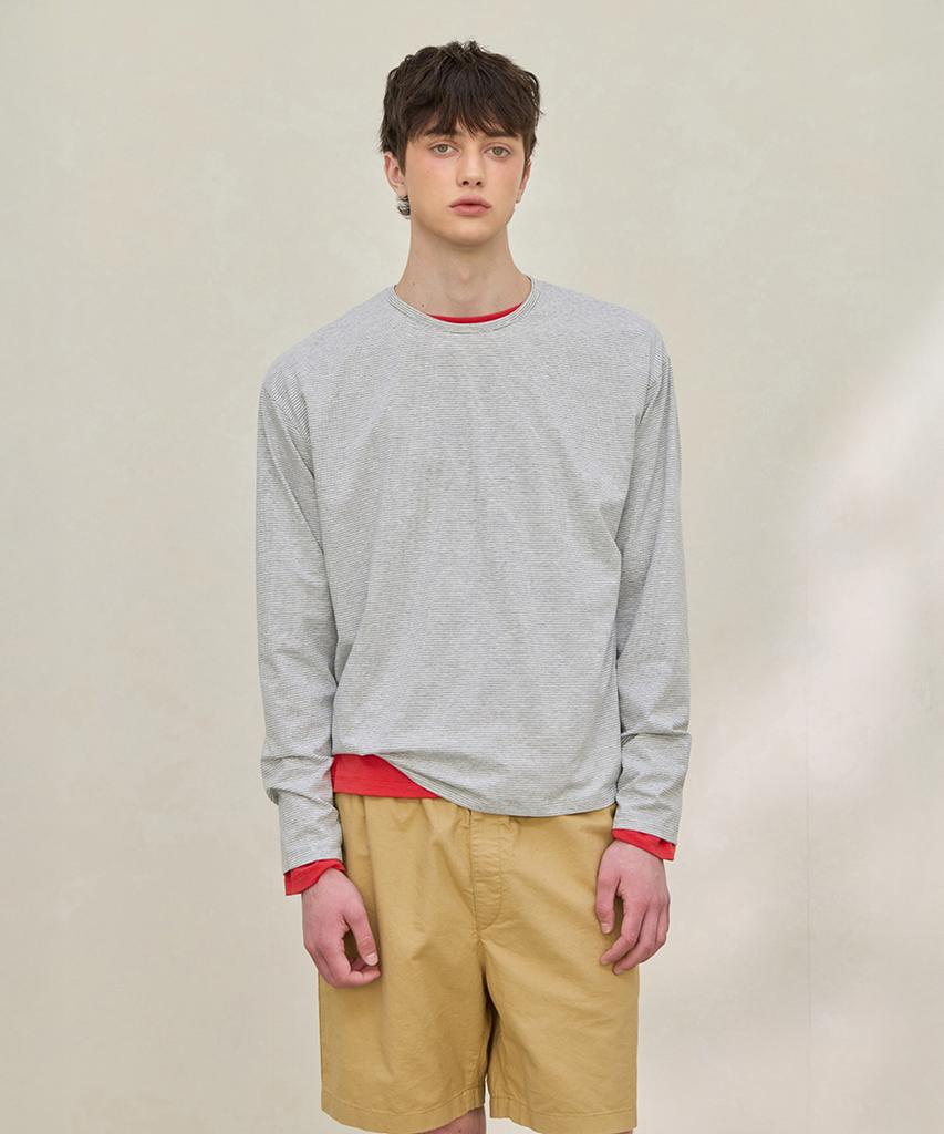 MOOD INSIDE Stripe Tension Long Sleeve_Gray