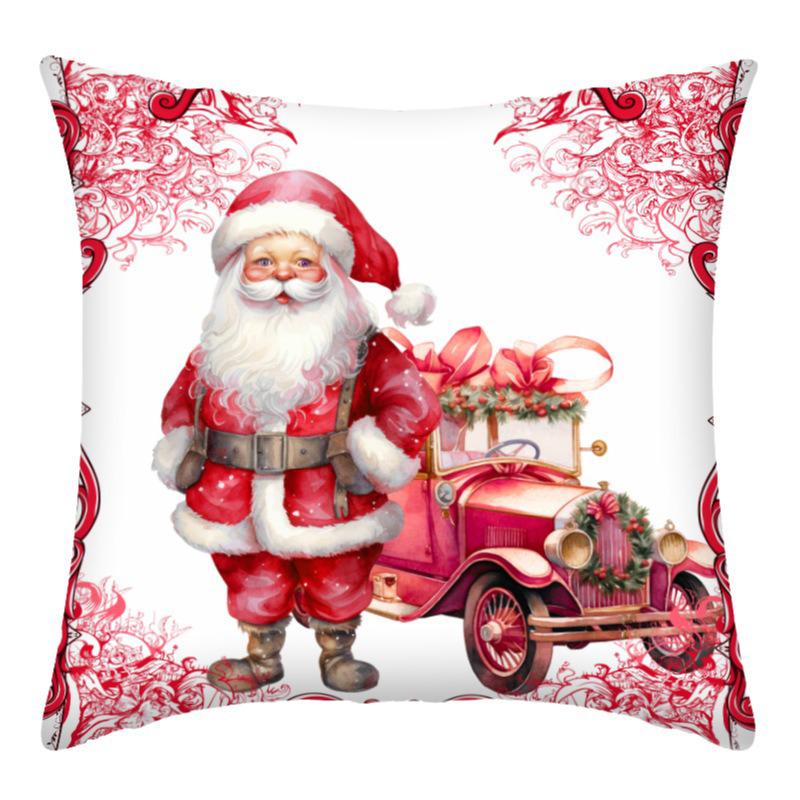 Christmas Home Decoration Pillow Cover Santa Claus Snowman Fawn Print Sofa Cushion Suite Room Decoration Friend Gift