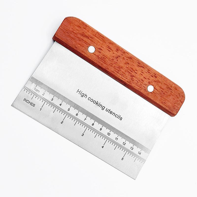 Beech Wood Handle Stainless Steel Beveled Dough and Nougat Cutter Baking Tool