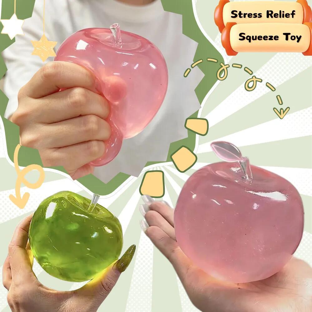Apple Squeeze Toy Stress Relief Ball Squishy Maltose Sensory Fidget Toy Translucent Slow Rebound Cute Delicate for Adults Kids Anxiety Relief