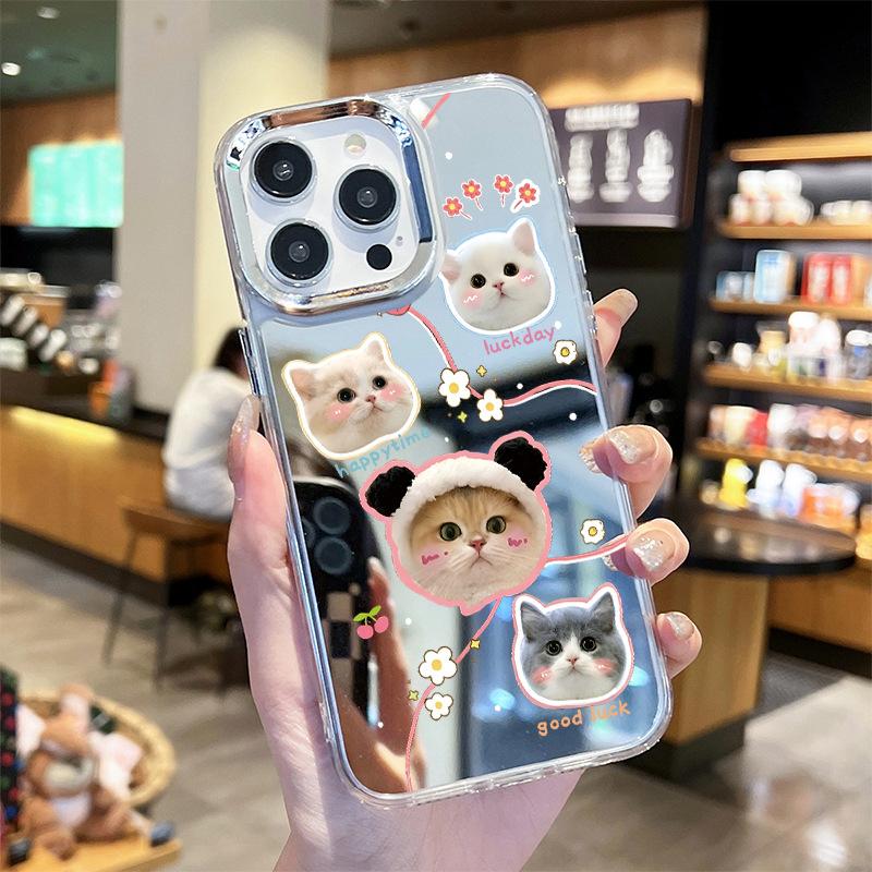 Cute Cute Pet Full Screen Cat Splicing iPhoneAIR with Mirror Mobile Phone Case Apple 12Pro Anti-drop Protective Case