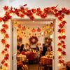 200cm Artificial Maple Leaf Garland with LED String Lights for Autumn Harvest Festival and Thanksgiving Holiday Decoration