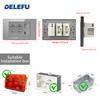 DELEFU Brazil Standard Grey Glass Panel 20A 10A Smart Switch CAT6 Network Socket USB Type-C Wall Outlet Household Charging