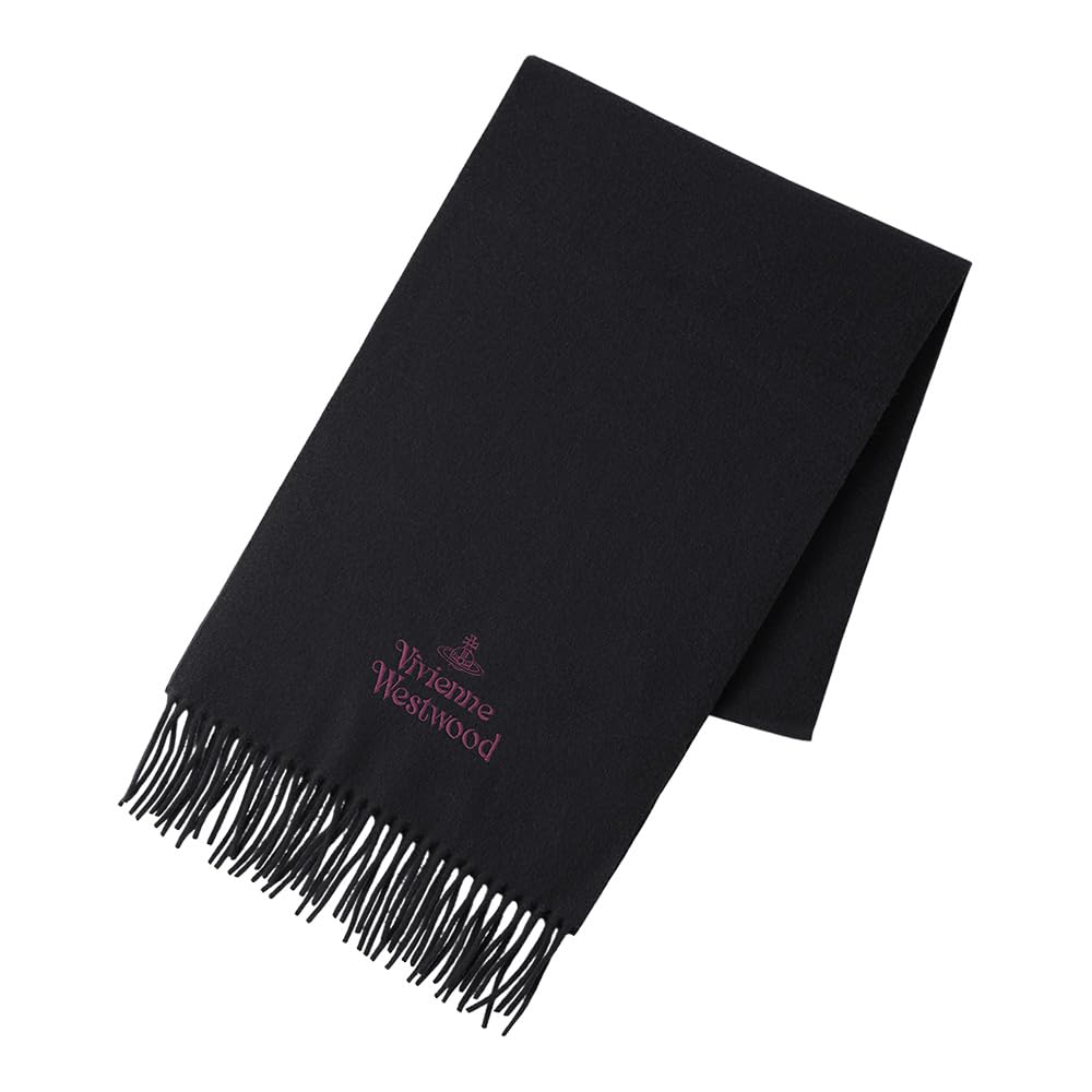 

Vivienne Westwood Apparel 81030007 W00Q7 Black Basic Embroidered Logo Fringe Scarf (Scarf) Women s [Brand] [Used] чёрный