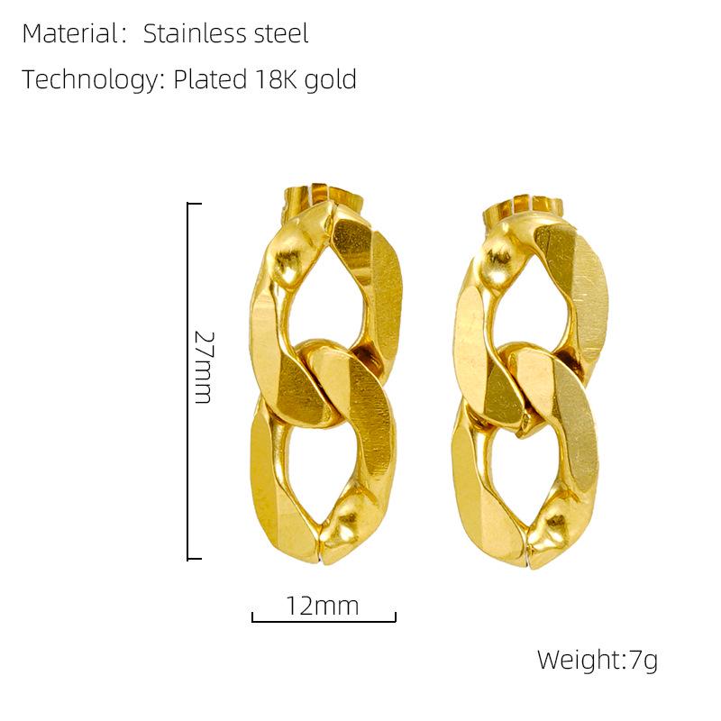 

Европейский и американский стиль серьги-пусеты из ретро титановой стали в форме восьмерки, геометрические из нержавеющей стали с 18-каратным золотым покрытием для женщин. 18K