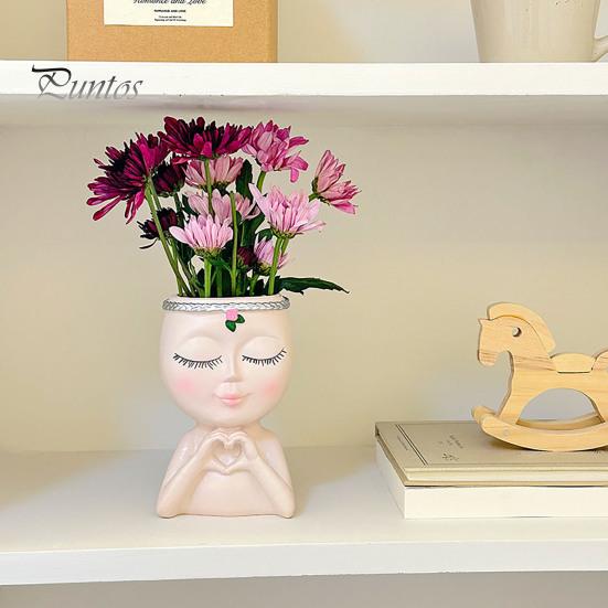 Doniczka na kwiaty w kształcie twarzy Love Style Girl Head Plant Pot Small Lady Face Planter dla sukulentów do wnętrz i na zewnątrz, centralny element biurka do salonu