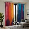 2 Pieces - Classic Artistic Striped Color Block Printed Curtains   Bagged Curtains   Home Decoration   Room Decoration
