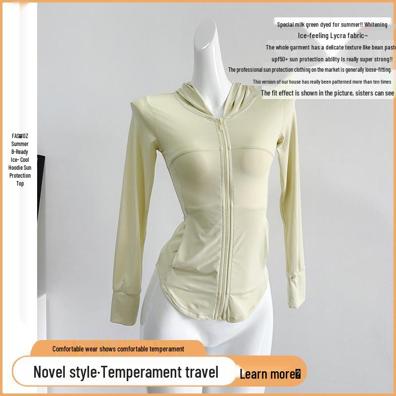 

Summer UV Protection Ice-Sensing Hooded Thin Yoga Jacket Small