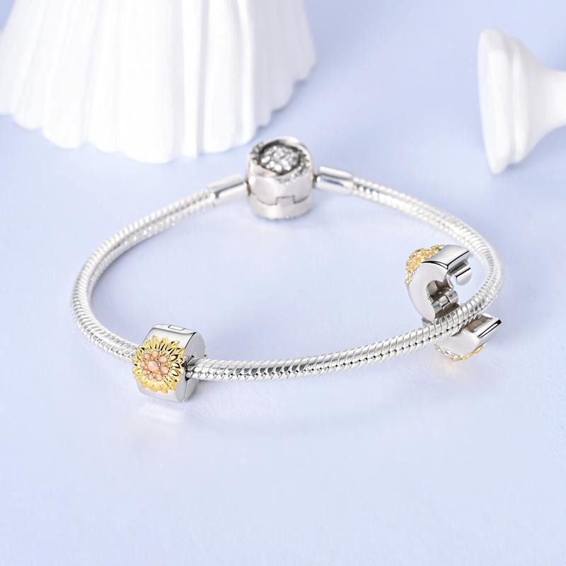 Design 925 Silver Heart Claw Print Bee Conch Text Shining Zircon Fixed 3mm Charms Beads DIY Jewelry Making