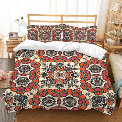 Mikrofaserstoff Boho Bettwäschesets, Boho Bettbezug-Set, Queen-Size, 3D-Druck, Stechapfel Mandala Blume, 220x240, Bettdecke