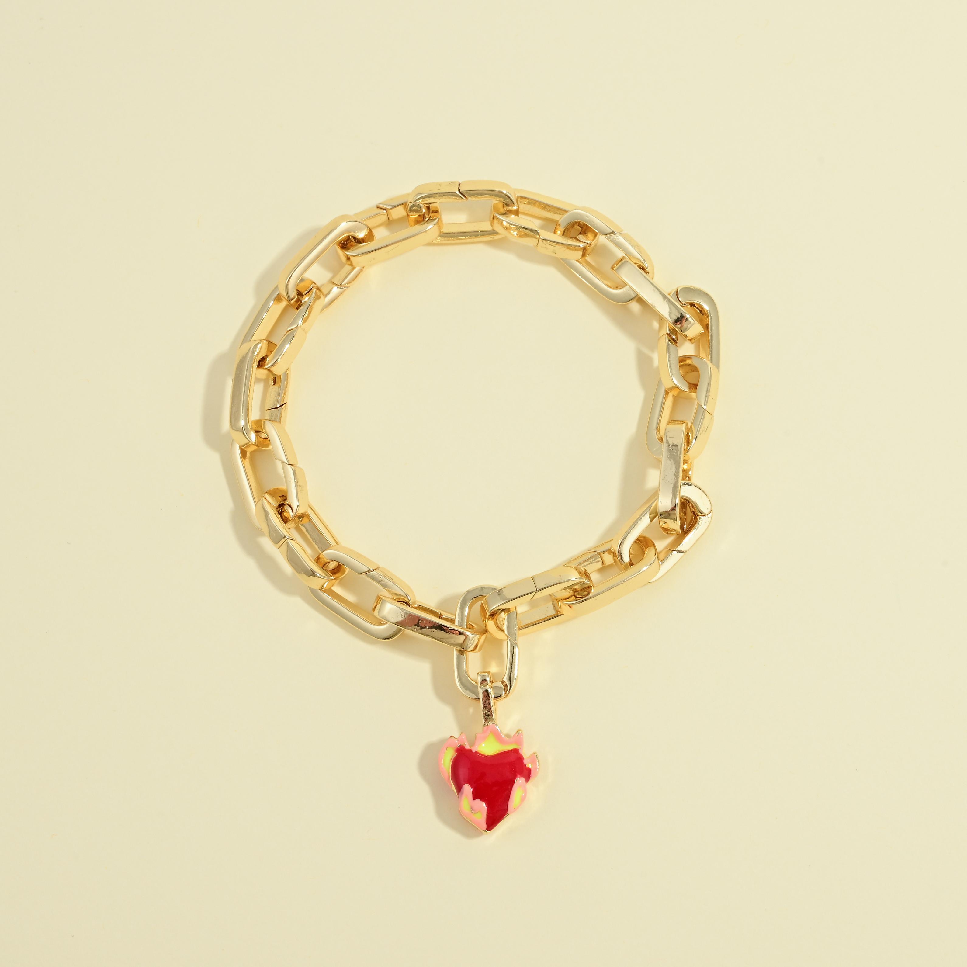 

18K Gold Plated Adorable Multicolored Enamel Drip Glaze Cartoon Buckle Bracelet - Niche Style Hip-Hop Y2K Accessory (1 Piece) Other