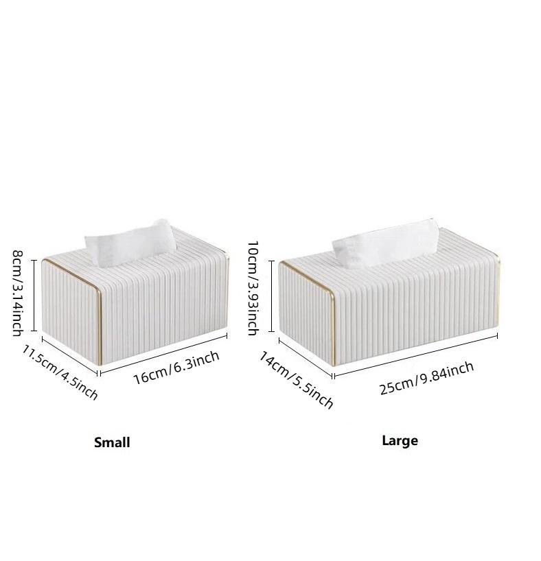 Tissueboxhoes, Witte Rechthoekige Leren Tissueboxhouder met Gouden Randdecoratie, Decoratieve Tissuehoes voor Badkamer
