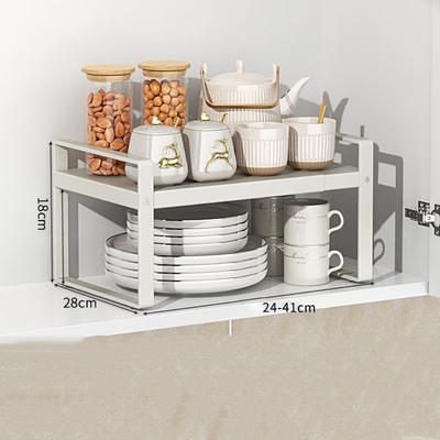 Layered Adjustable Kitchen Organizer Space Saving Expandable Countertop Pot Holder Rust-proof Non-slip Retractable Cabinet Shelf