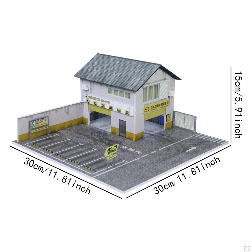 1/64 Scale Car Model Display Case Show with Lights,Easy Assembly,Realistic,Parking Lot Alloy