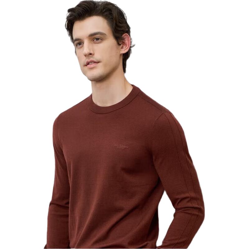 EMZ Erdos Men's Cashmere Silk Blend Round Neck Sweater