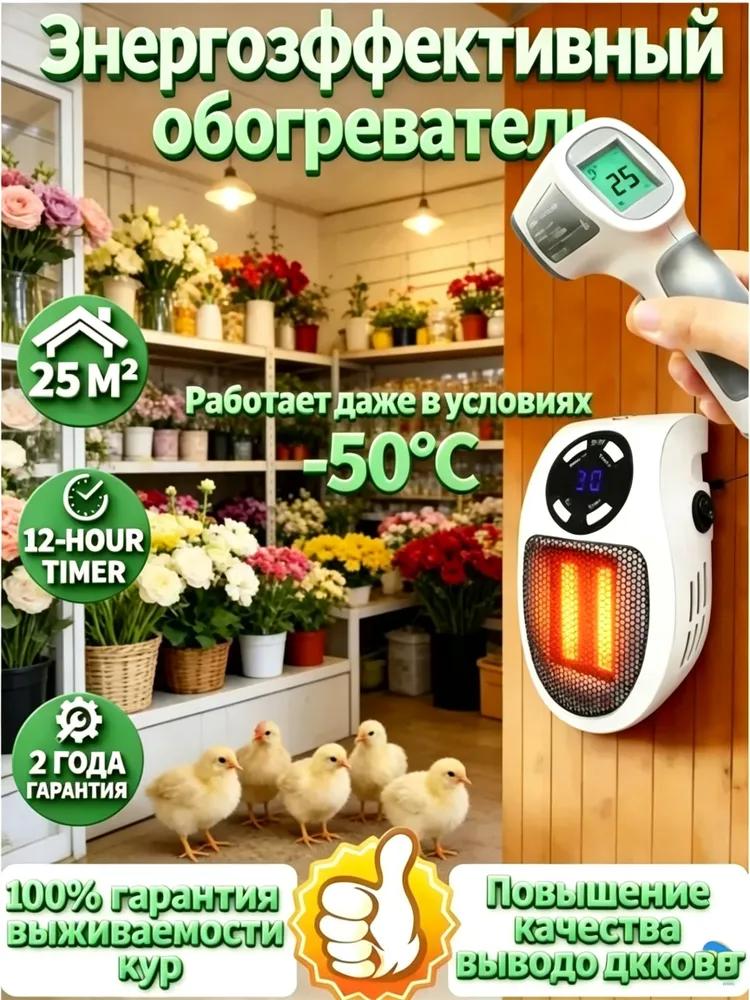 Wall mounted mini heater with remote control, compact for home and office