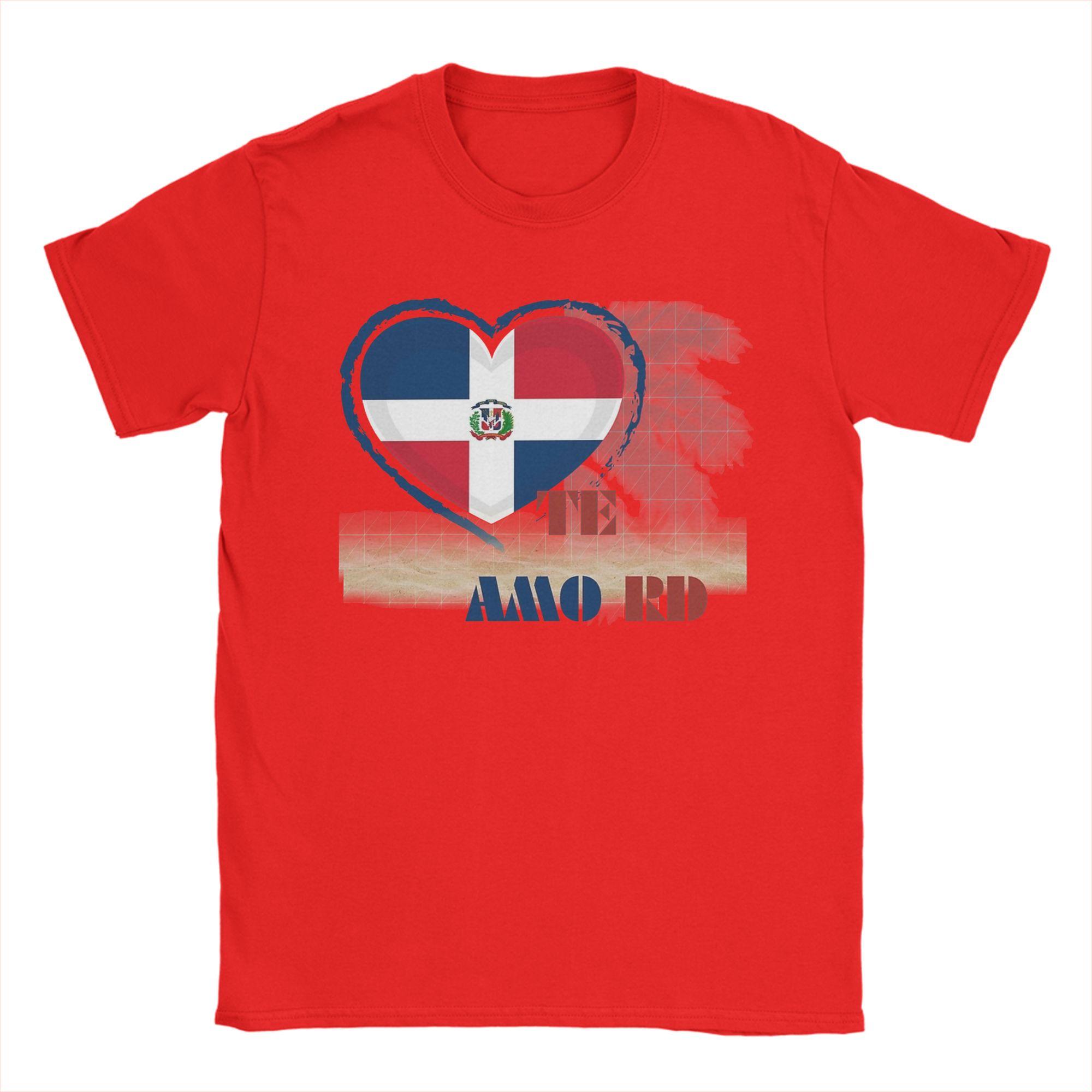 Unisex Te Amo RD Dominican Republic Heart Flag T Shirt Pure Cotton Clothes Novelty Short Sleeve Round Collar Tees Unique TShirt S