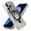 For iPhone 15 Pro Max Kickstand Case Marble Pattern PC+TPU Magnetic Phone Cover
