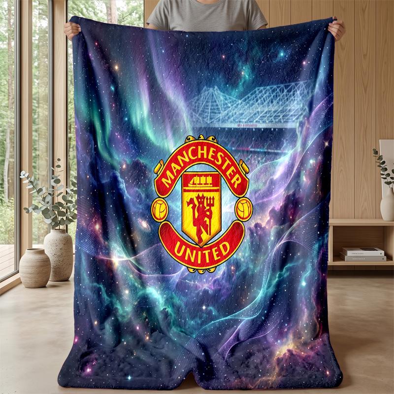 Manchester United Theme Blanket Soft Flannel Blanket Plush Throw Blanket Cozy Sofa Bed Blanket for Home Decor