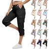Damen High Waist Cargo Capri-Hose Lässiger Tunnelzugbund Leichter atmungsaktiver Stoff Dehnbare Passform Outdoor Activewear