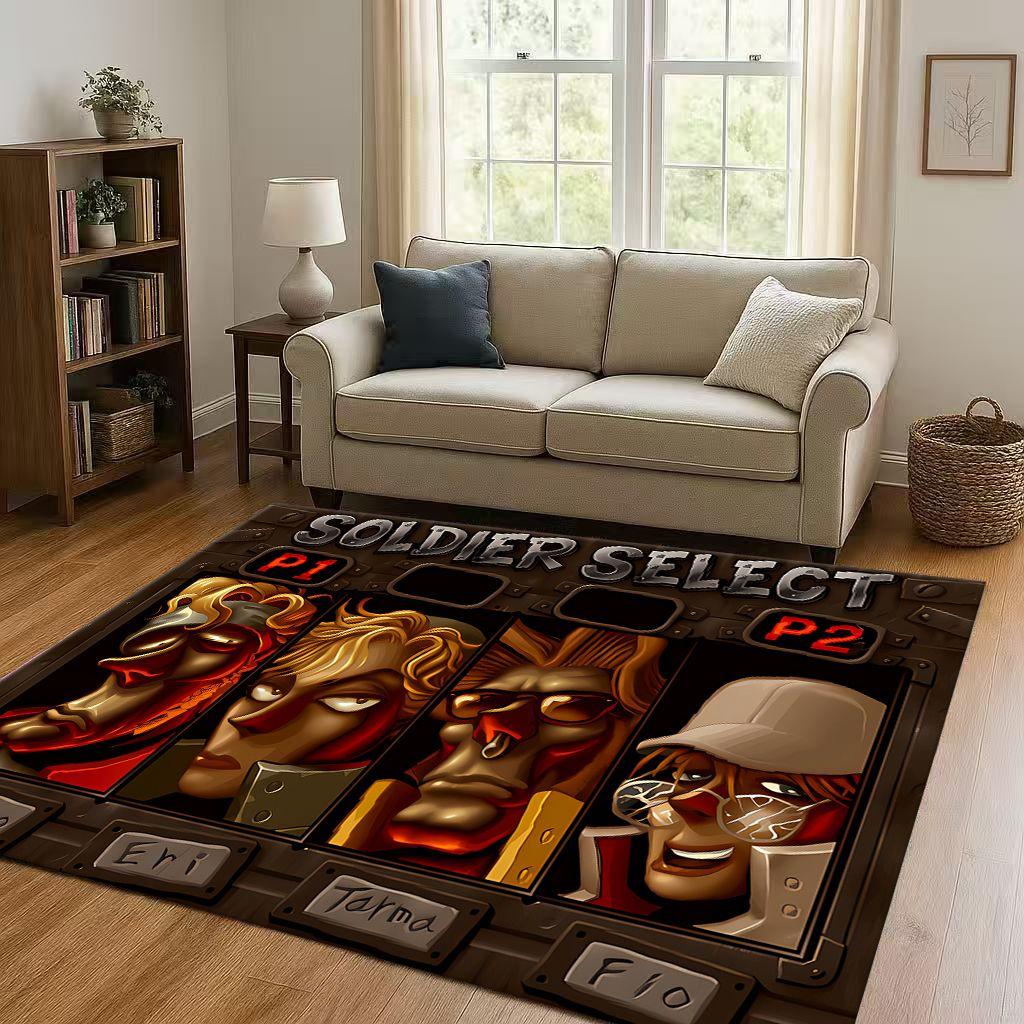 3D Classic Game Metal Slug Pixel Style Living Room Non Slip Area Rug Soft Carpet for Bedroom Playroom Sofa,Home Decor Doormat