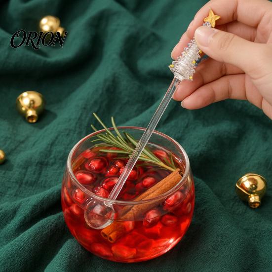 Small Souvenir for Christmas Event Glass Stirring Stick/Spoon, Handmade Tree Topper Decor, Heat Resistant Durable Drinkware Stirrer Decorative Swizzle