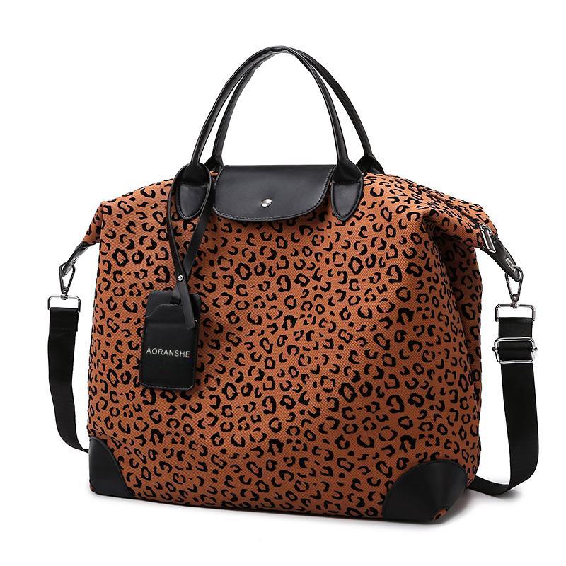 Leopard Print Travel Bag Large Capacity Fashion Handbag Crossbody Business Travel Storage Bag Sports Fitness Bag