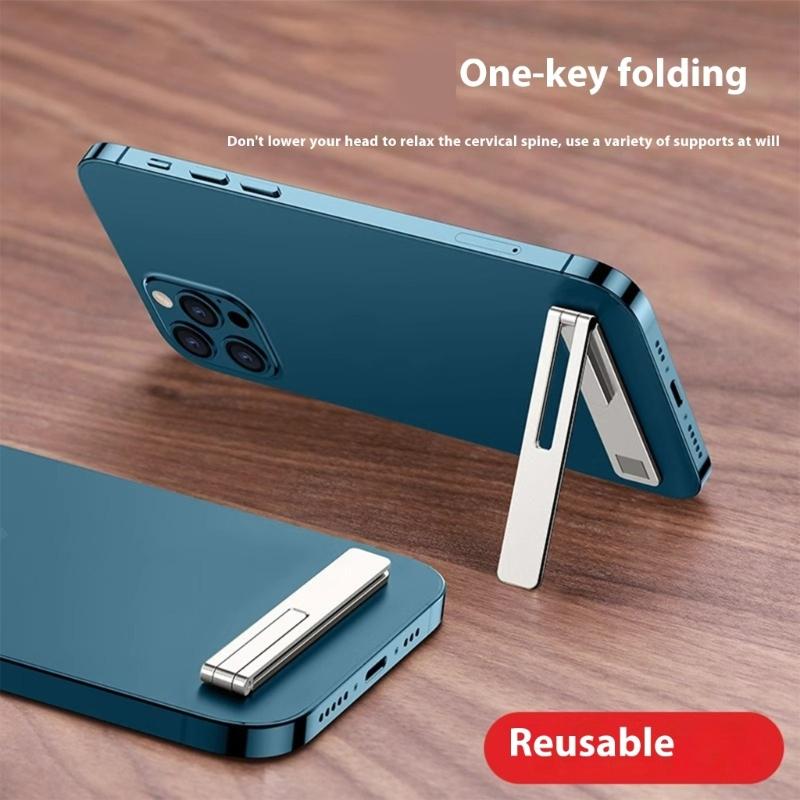 Thin Metal Phone Grip Mount Foldable Double Designs Phone Stand Invisible Mobile Phone Mount for Tablets & Smartphone