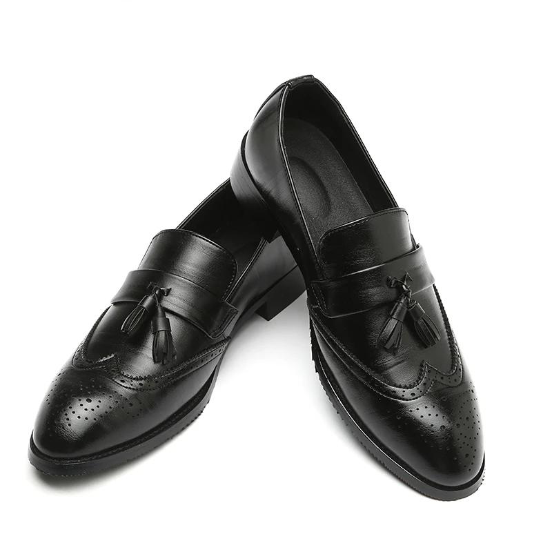 Men Leather Dress Shoes Man Design Brand Mens Shoes Classic Tassel Brogue Mans Footwear Formal Shoes for Men Big Size 37-48