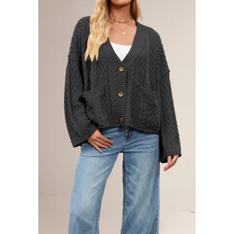 

Autumn and winter new women s clothing hot-selling coat twist loose solid color knitted cardigan S чёрный