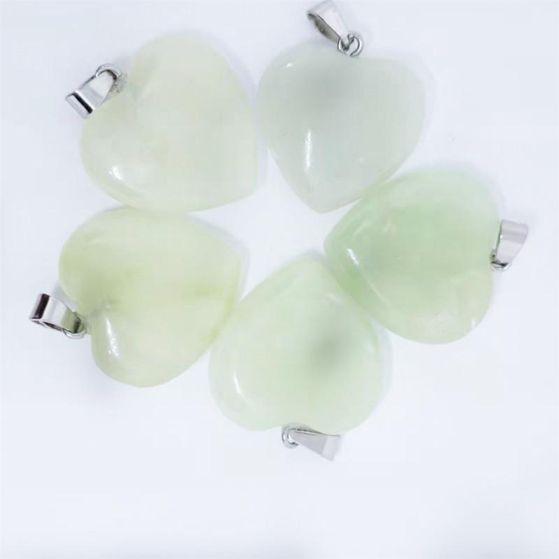 Heart-Shaped Natural Agate Pendant Necklace - 20mm Crystal Stone