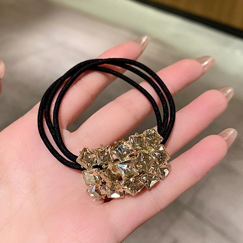 Modne elastyczne gumki do włosów z cyrkoniami dla dziewczynek, do wiązania włosów, pierścień do włosów, sznurek, scrunchie, akcesoria, ozdoba do kucyka, ozdoba na głowę, akcesoria