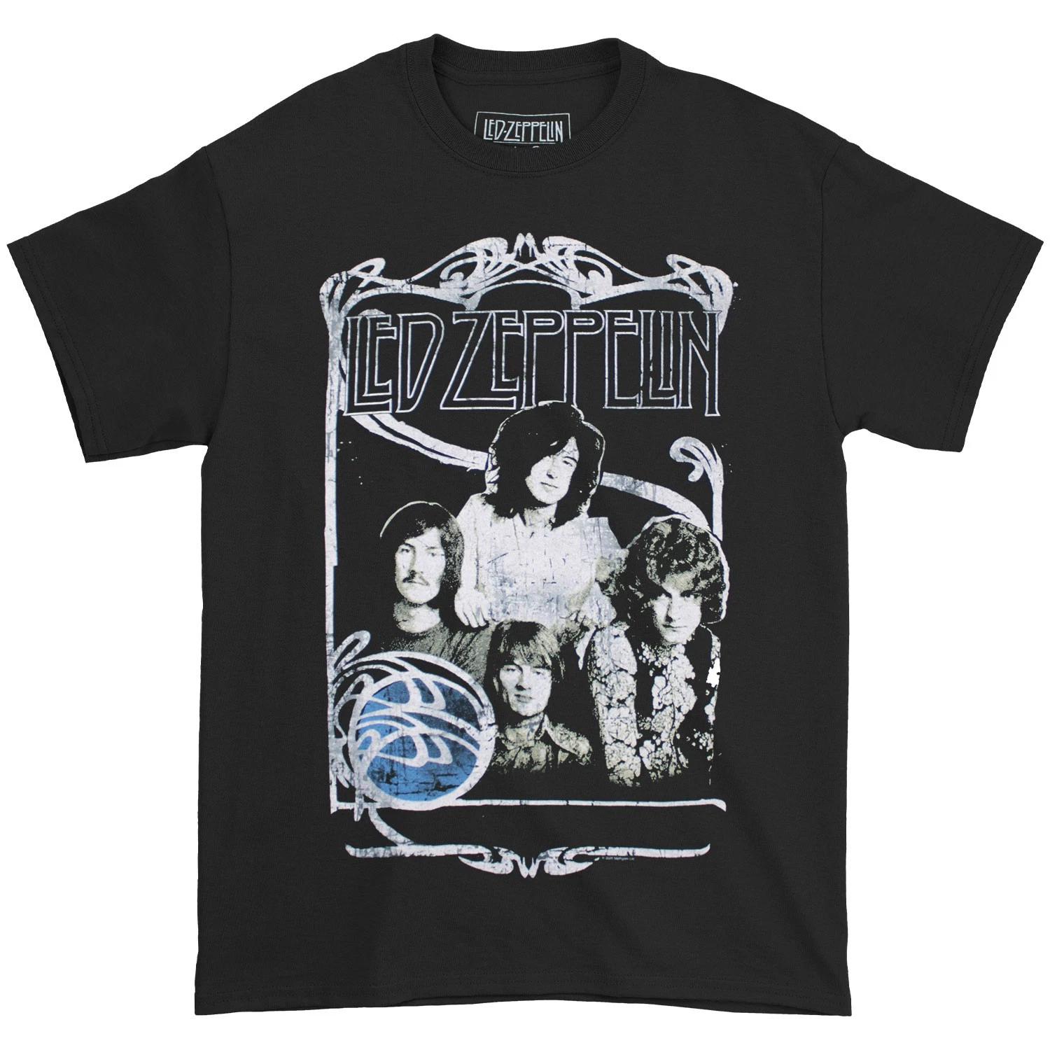 Men s Led Zeppelin 1969 Band Promo Photo Slim Fit T-shirt Small Black M