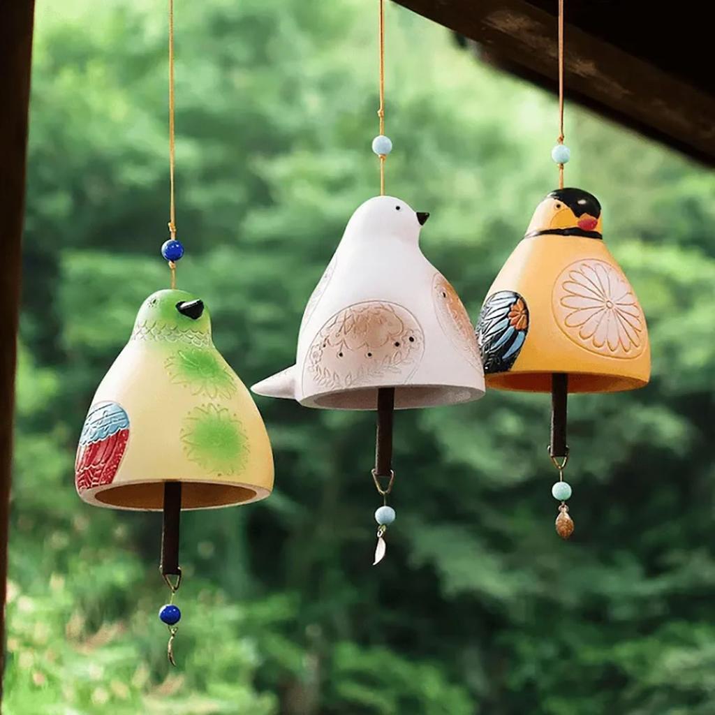 Japanese Wind Chime Exquisite Painted Resin Bird Pendant For Door Window Wall Cartoon Courtyard Wind Chime Garden Decor Props