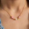 French Candy Color 18K Gold Plated Bead & Pearl Necklace for Women