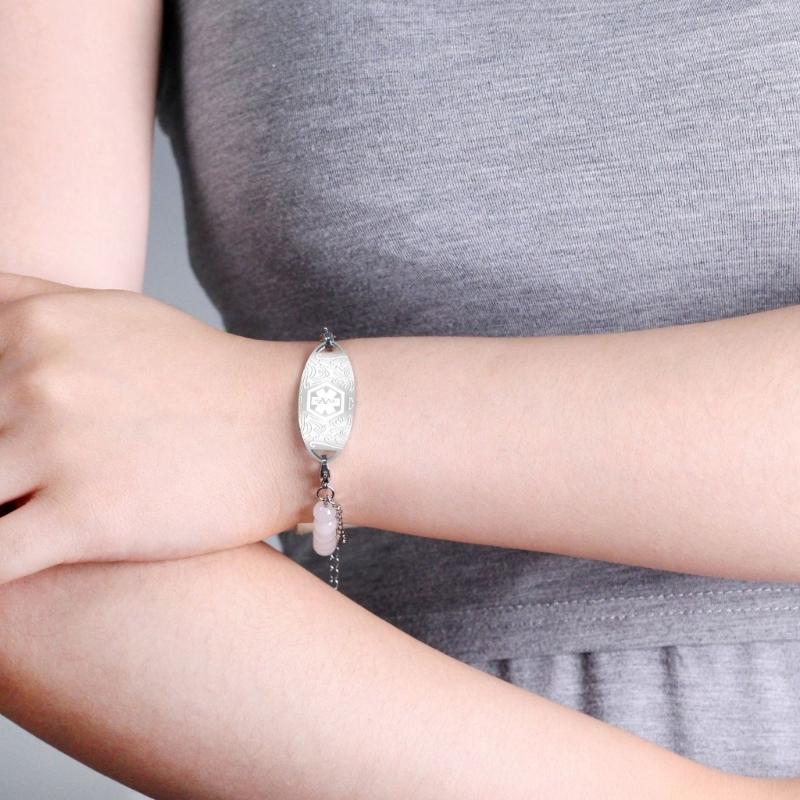 Verstellbares Medicals Alert ID-Armband mit gravierbarem Anhänger, Edelstahl, doppellagiges Armband, Handgelenkschmuck
