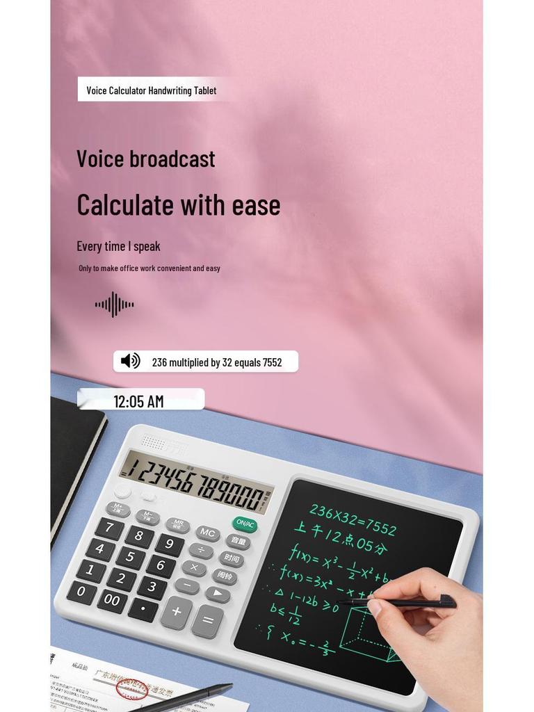 High-Brightness XL Screen Desktop Calculator with Writing Pad