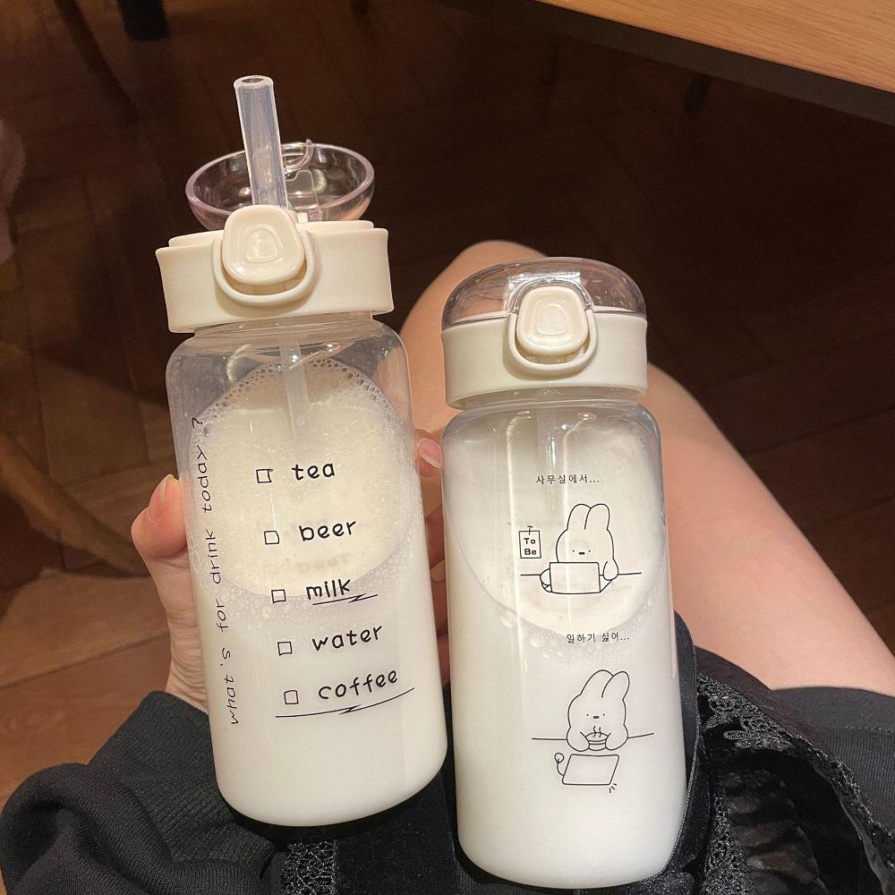 1PC Transparent Simple Sports Water Cup PC Plastic Bouncing Straw Portable Drop resistant Cup Creative water bottle sports hydr