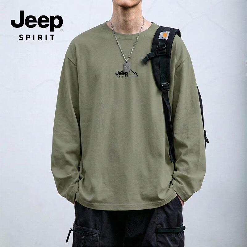 JEEP SPIRIT Men s Trendy Oversized Pure Cotton Long Sleeve T-Shirt L