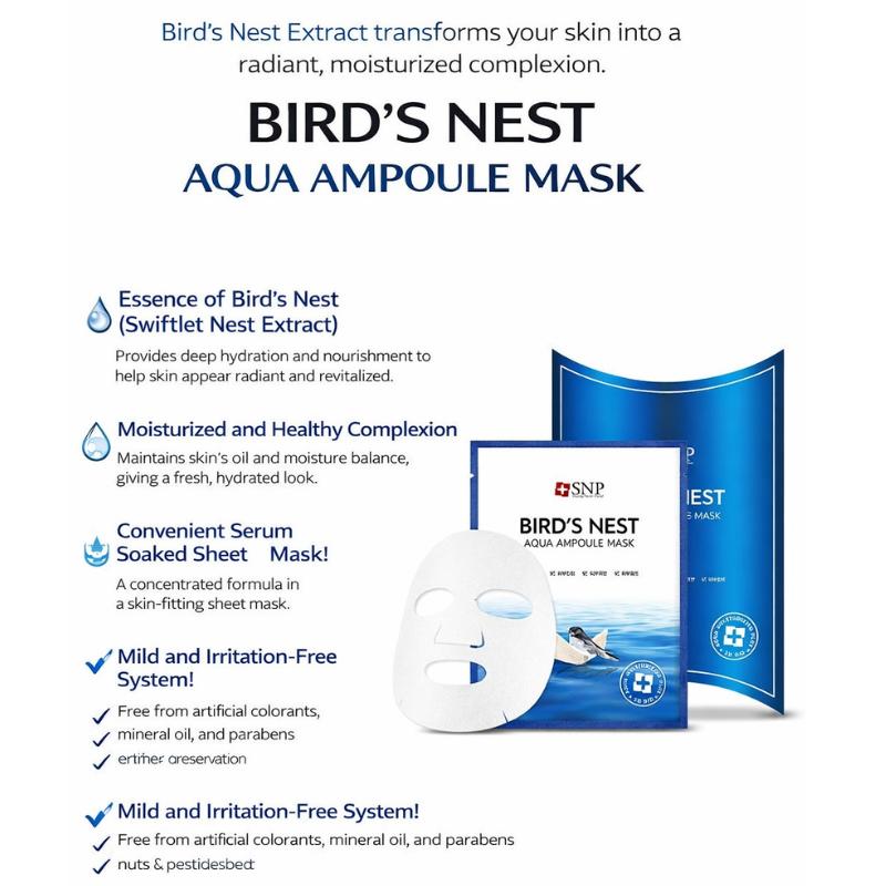 SNP Bird's Nest Aqua Ampoule Mask (10 Sheets Set)