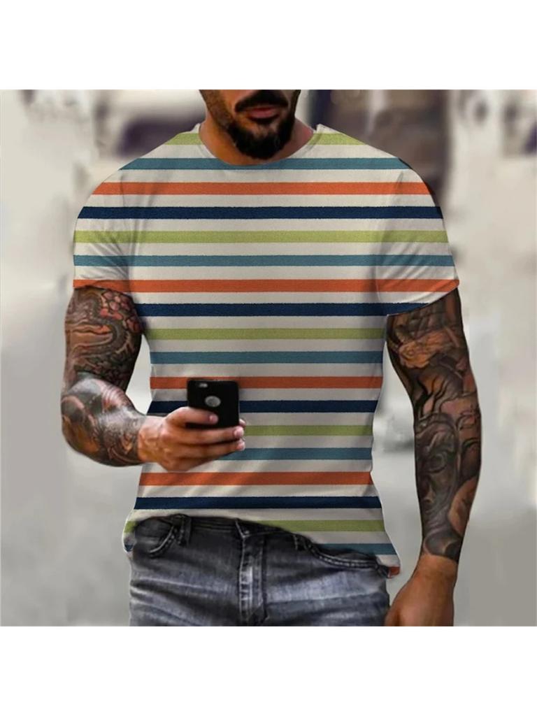 3D Printed Street Hip Hop Men Women Stripe Print T-Shirt Daily Casual Oversized Sportswear Gym Tops Ropa Hombre Summer Short Sleeve Tees