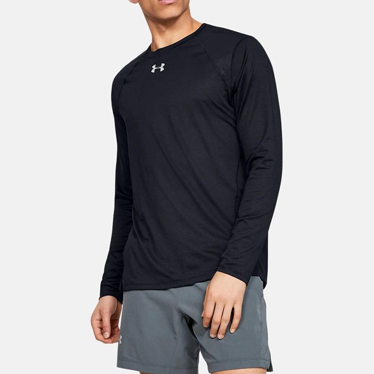 Under Armour Oddychająca Koszulka Sportowa z Długim Rękawem do Biegania Męska Góra Czarna 1342930-001