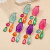 Bohemian Geometric Colored Diamond Earrings - European & American Style for Women
